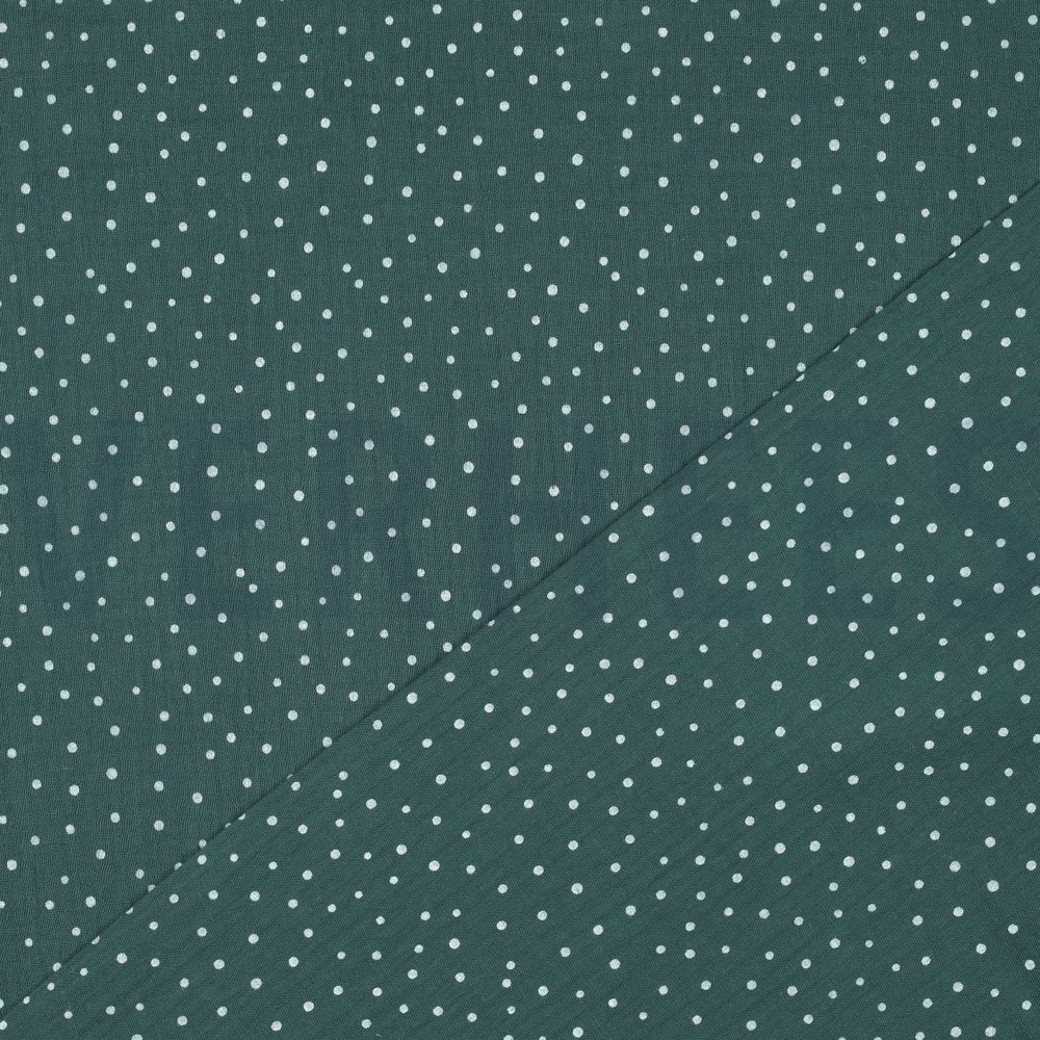 DOUBLE GAUZE LITTLE DOTS DARK GREEN #4
