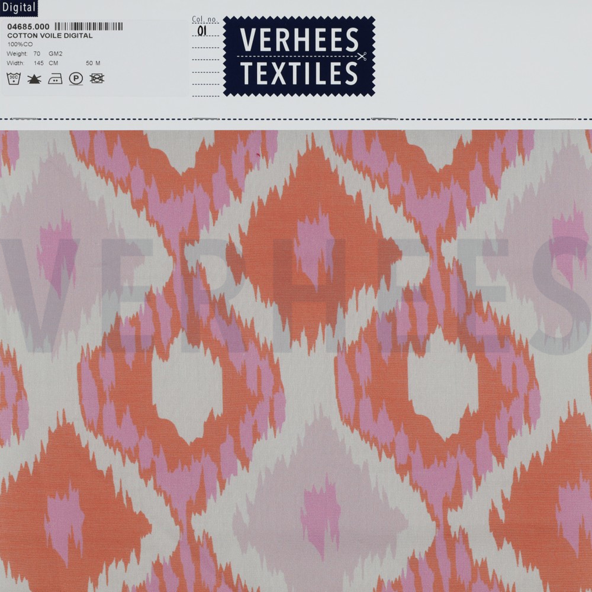 COTTON VOILE DIGITAL IKAT PINK ORANGE (high resolution) #4