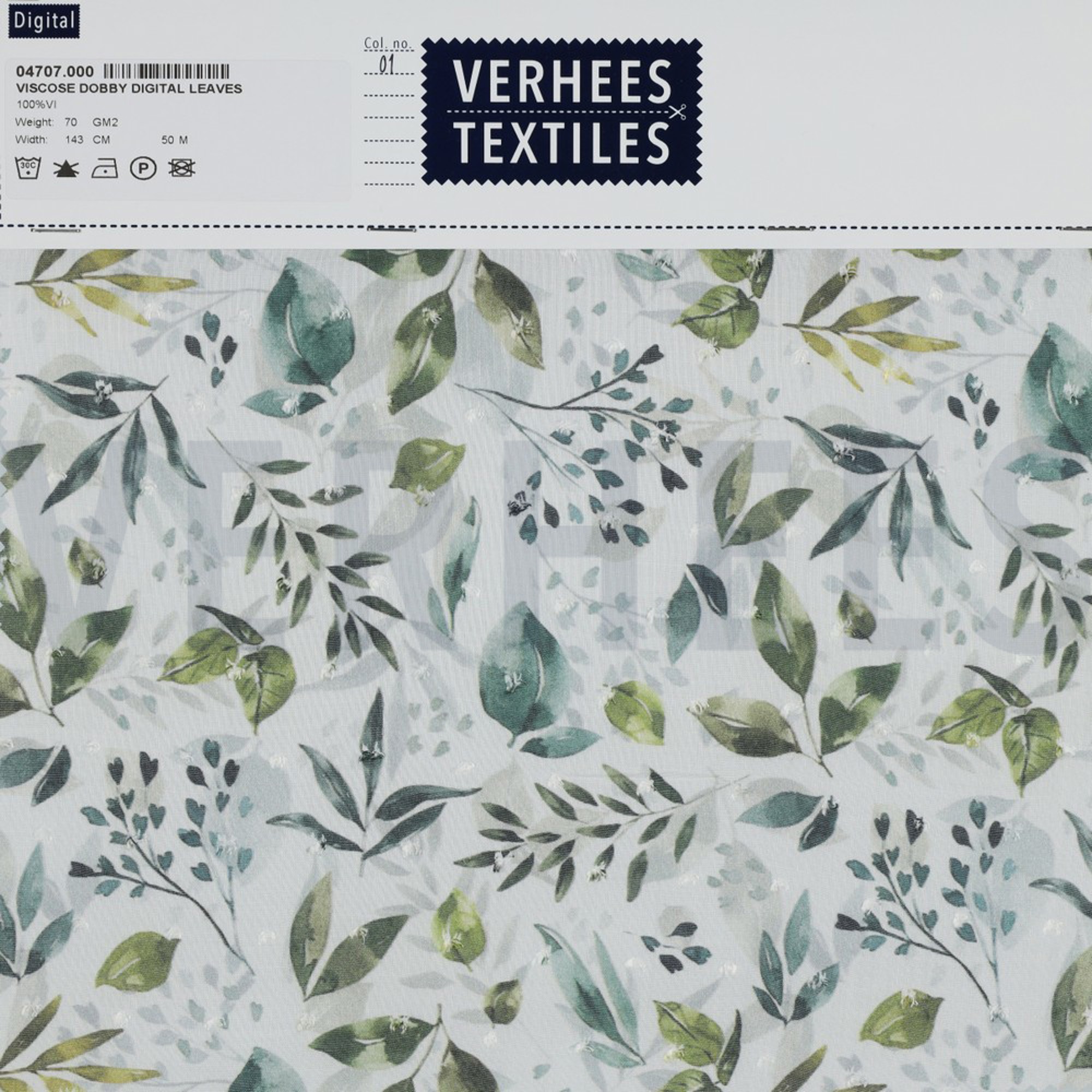 VISCOSE DOBBY DIGITAL LEAVES WHITE (high resolution) #4