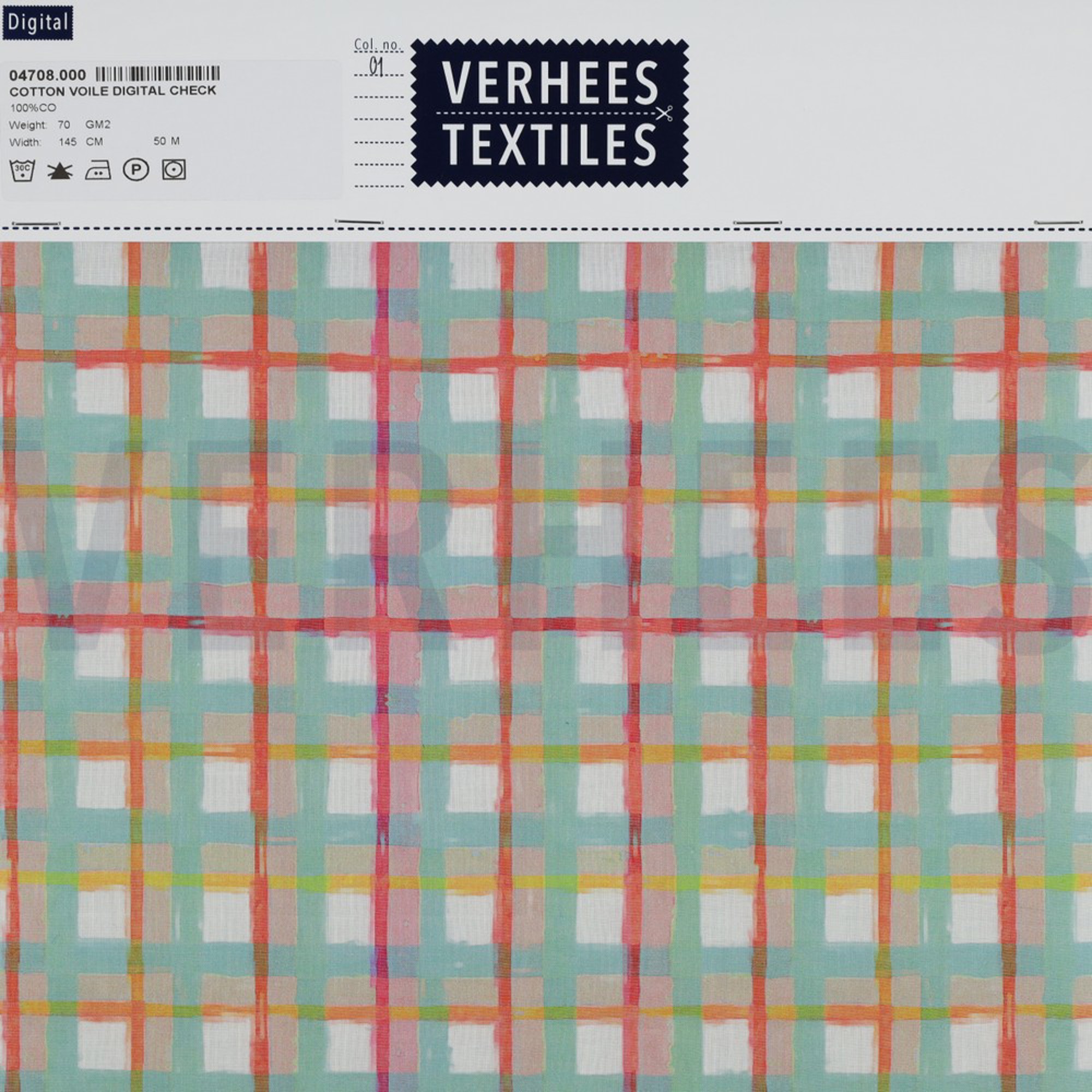 COTTON VOILE DIGITAL CHECK DARK MINT (high resolution) #4