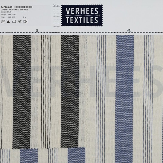 LINEN VISCOSE YARN DYED STRIPES BLACK #7