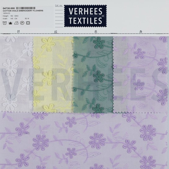 COTTON VOILE EMBROIDERY FLOWERS OLD GREEN #7