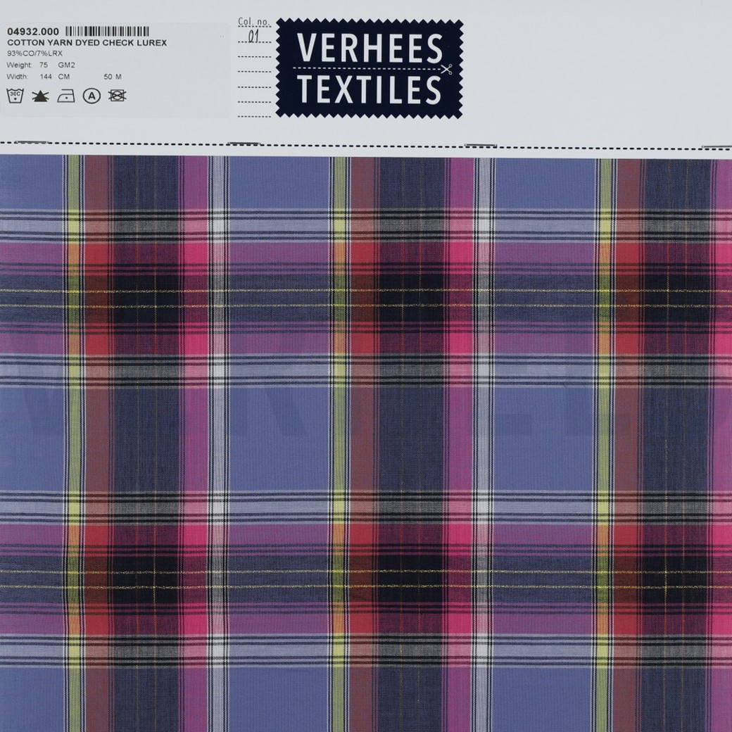 COTTON YARN DYED CHECK LUREX PURPLE #4