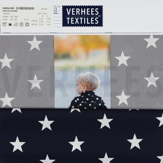 POPLIN STARS GREY #7