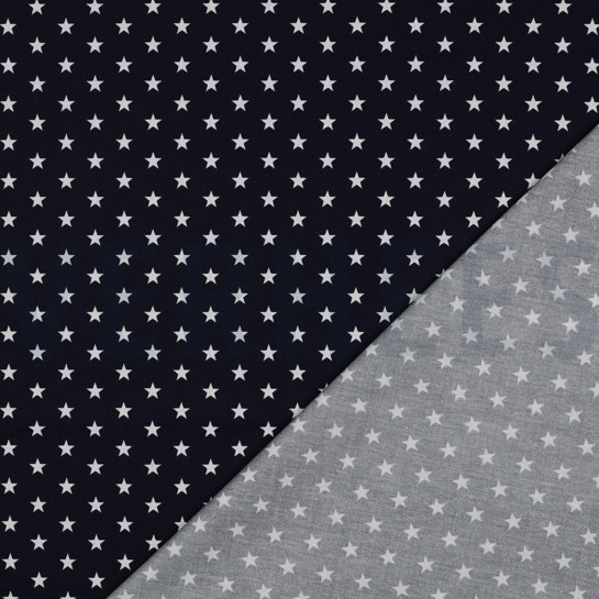 BAUMWOLLE POPELINE KLEINE STERNE MARINEBLAU #7