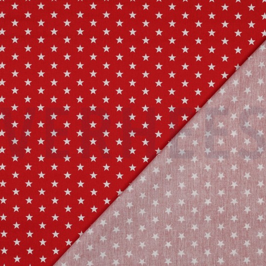 BAUMWOLLE POPELINE KLEINE STERNE ROT #7