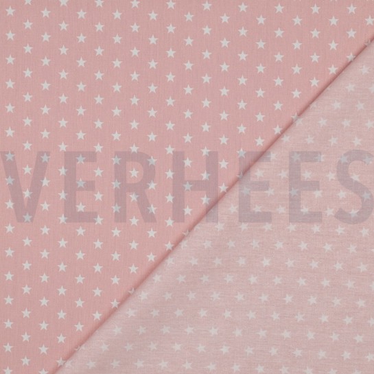KATOENEN POPLIN KLEINE STERREN OUDROZE #7