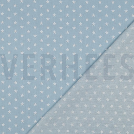 KATOENEN POPLIN KLEINE STERREN LICHTBLAUW #7