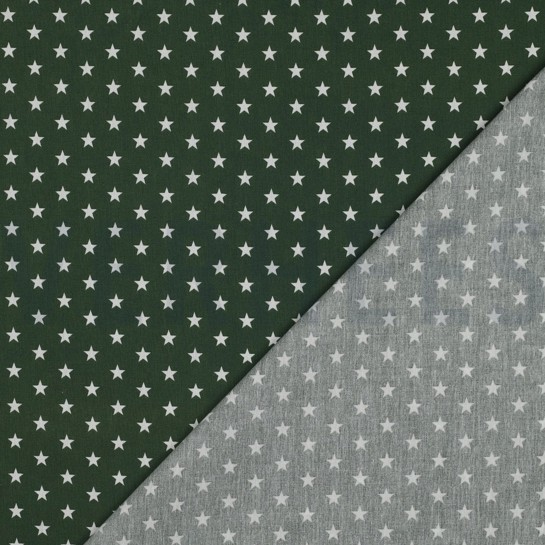 KATOENEN POPLIN KLEINE STERREN DONKERGROEN #7