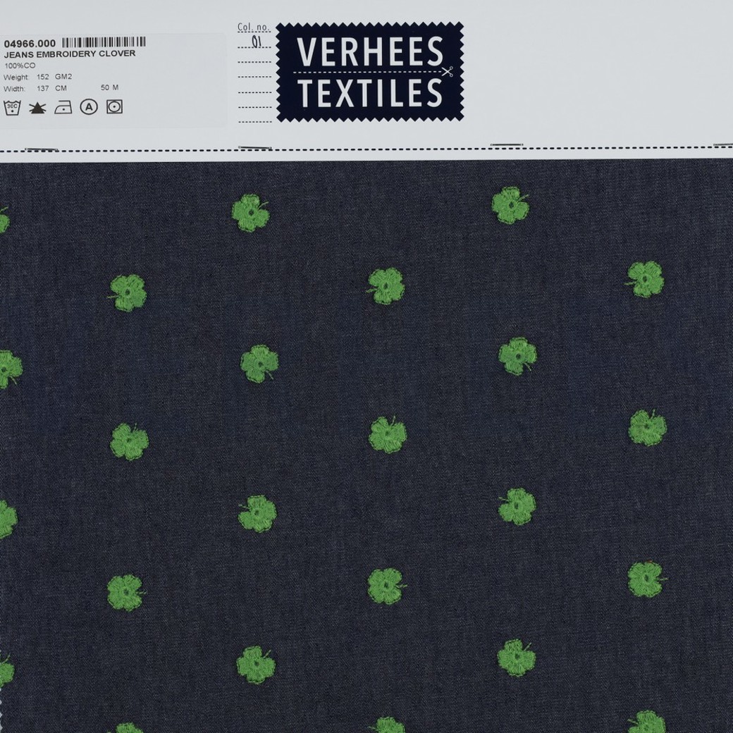 JEANS EMBROIDERY CLOVER INDIGO #4