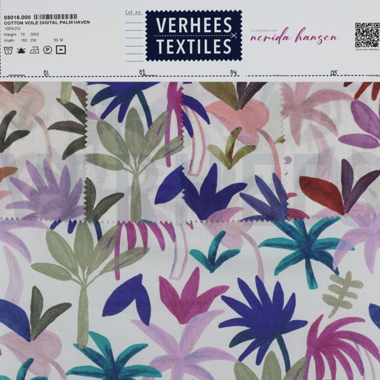 BAUMWOLLE VOILE DIGITAL PALM HAVEN LILA #7