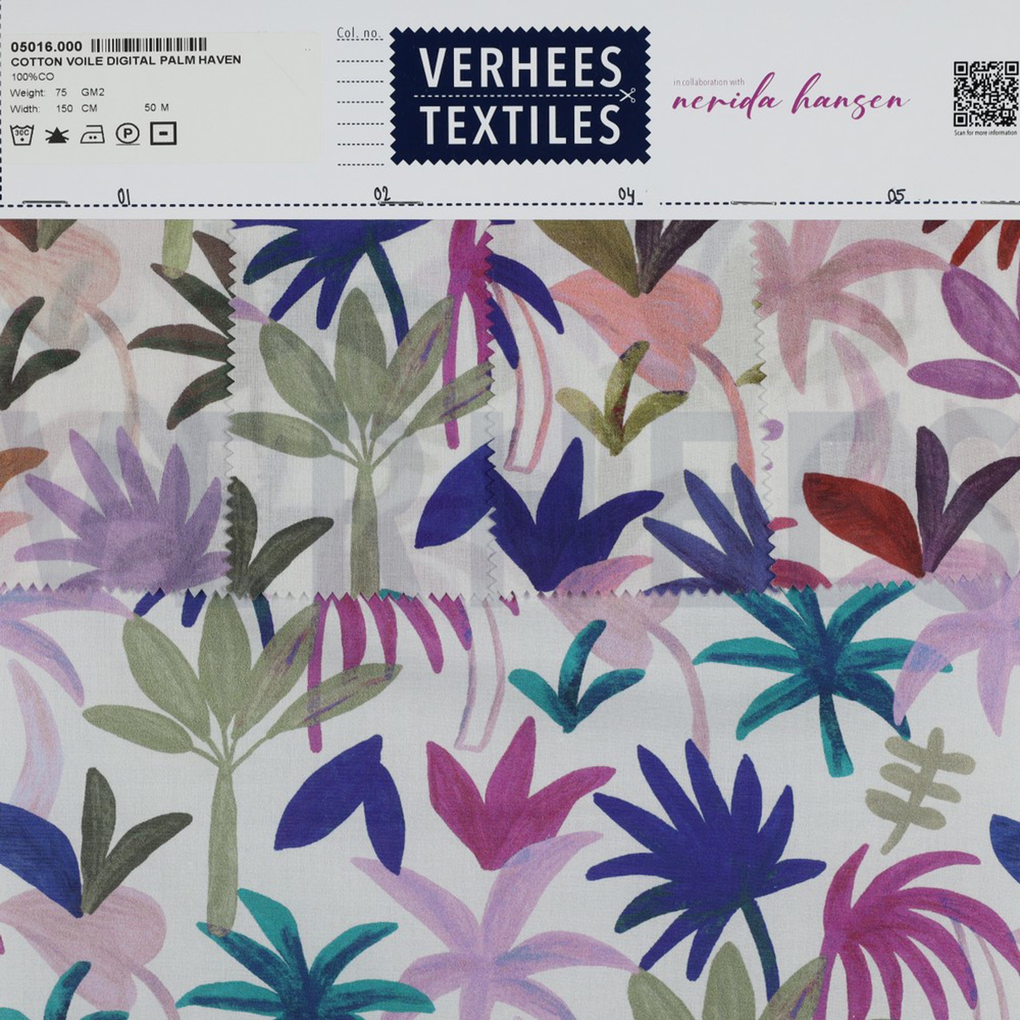 COTTON VOILE DIGITAL PALM HAVEN COBALT (high resolution) #4