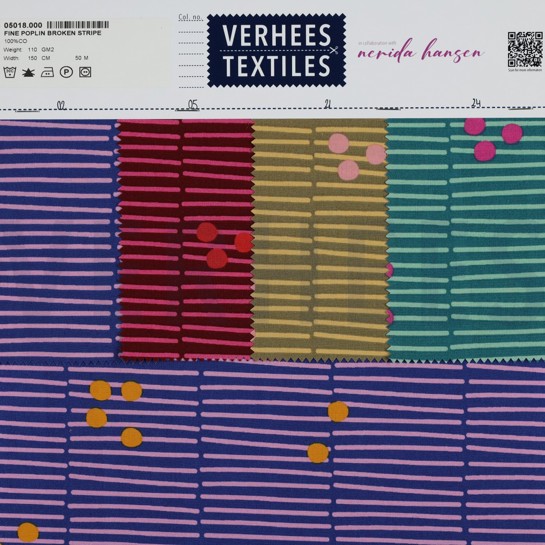 KATOENEN POPLIN GEBROKEN STREPEN GROEN #7