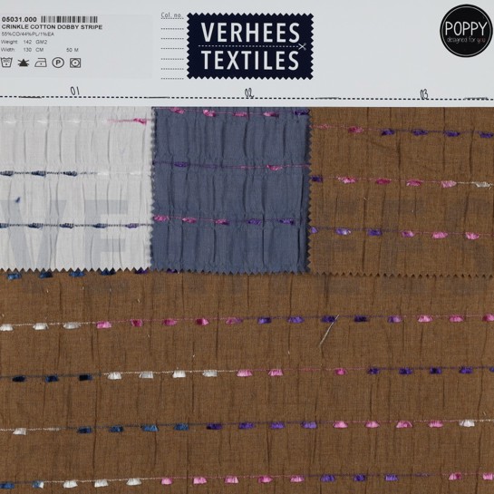 KRINKEL BAUMWOLLE DOBBY STREIFEN WEISS #7