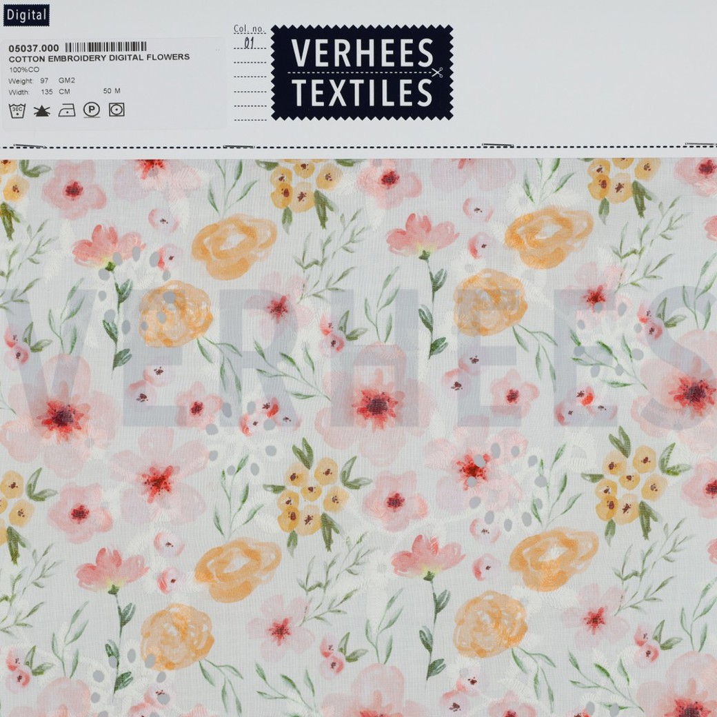 COTTON EMBROIDERY DIGITAL FLOWERS WHITE #4