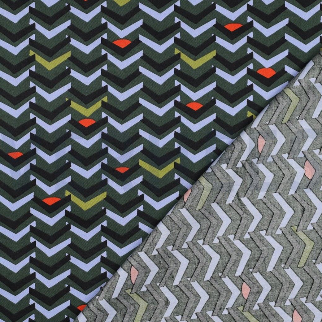 COTTON SATIN GEOMETRIC DARK GREEN #4