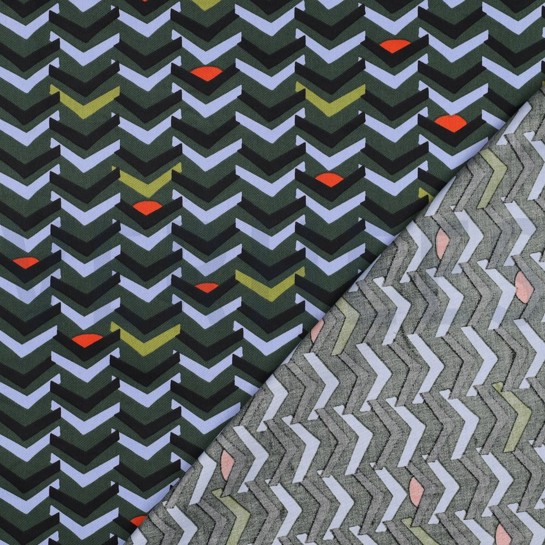 BAUMWOLLE SATIN GEOMETRISCH DUNKELGRÜN #7