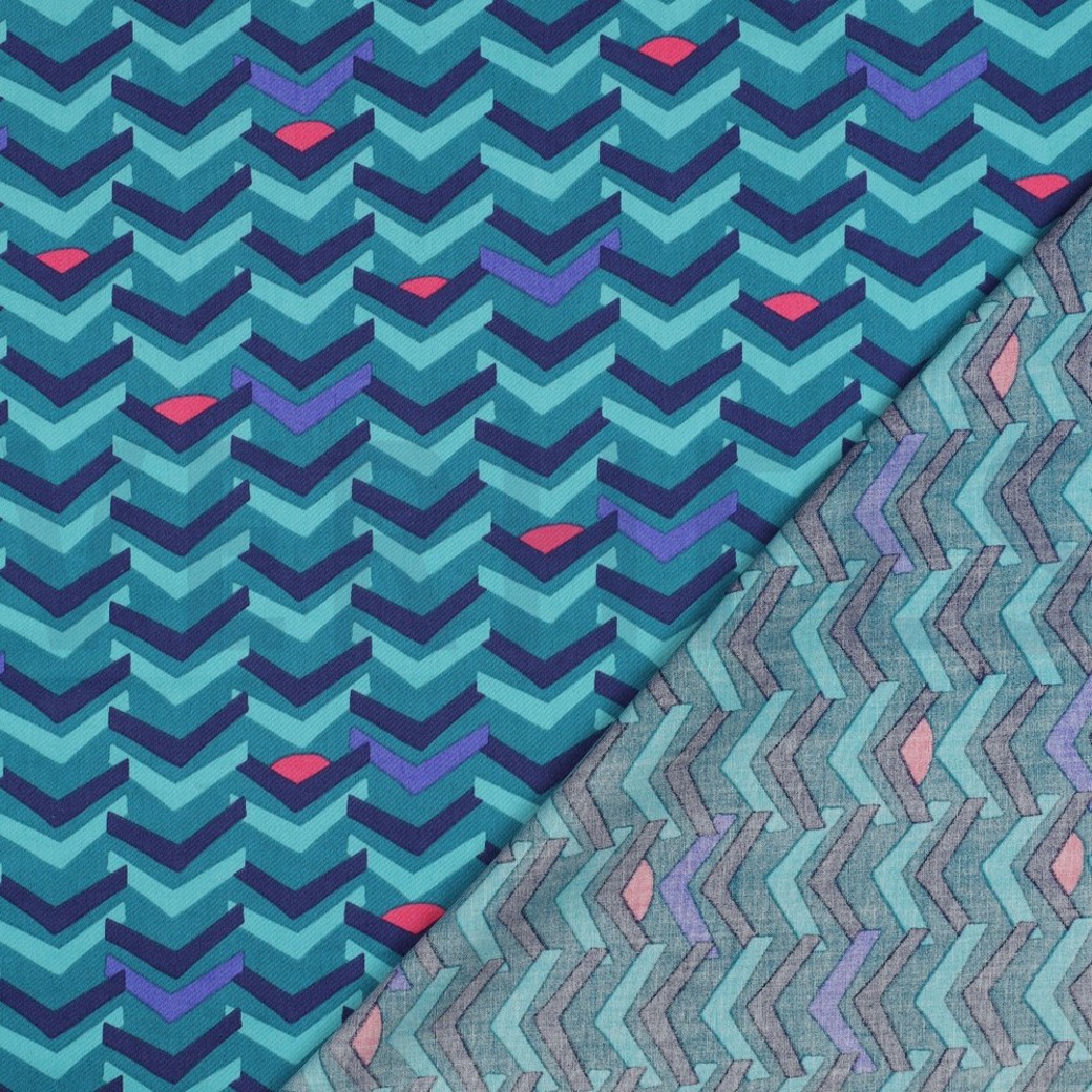 COTTON SATIN GEOMETRIC PETROL #4