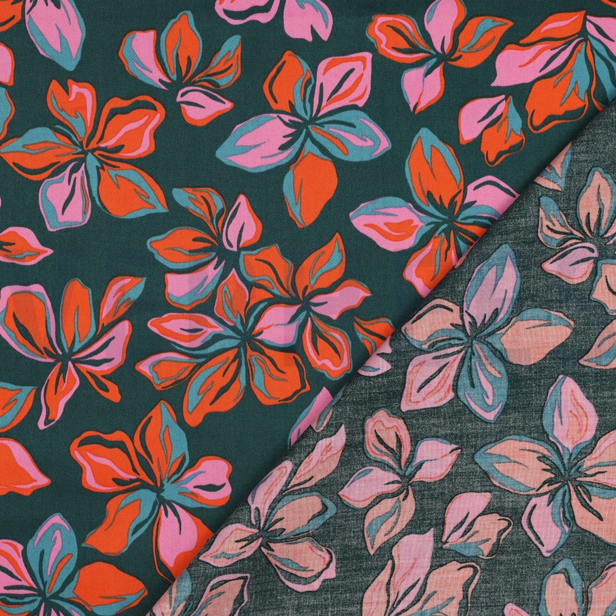 COTTON SATIN FLOWERS DARK GREEN (high resolution) #4