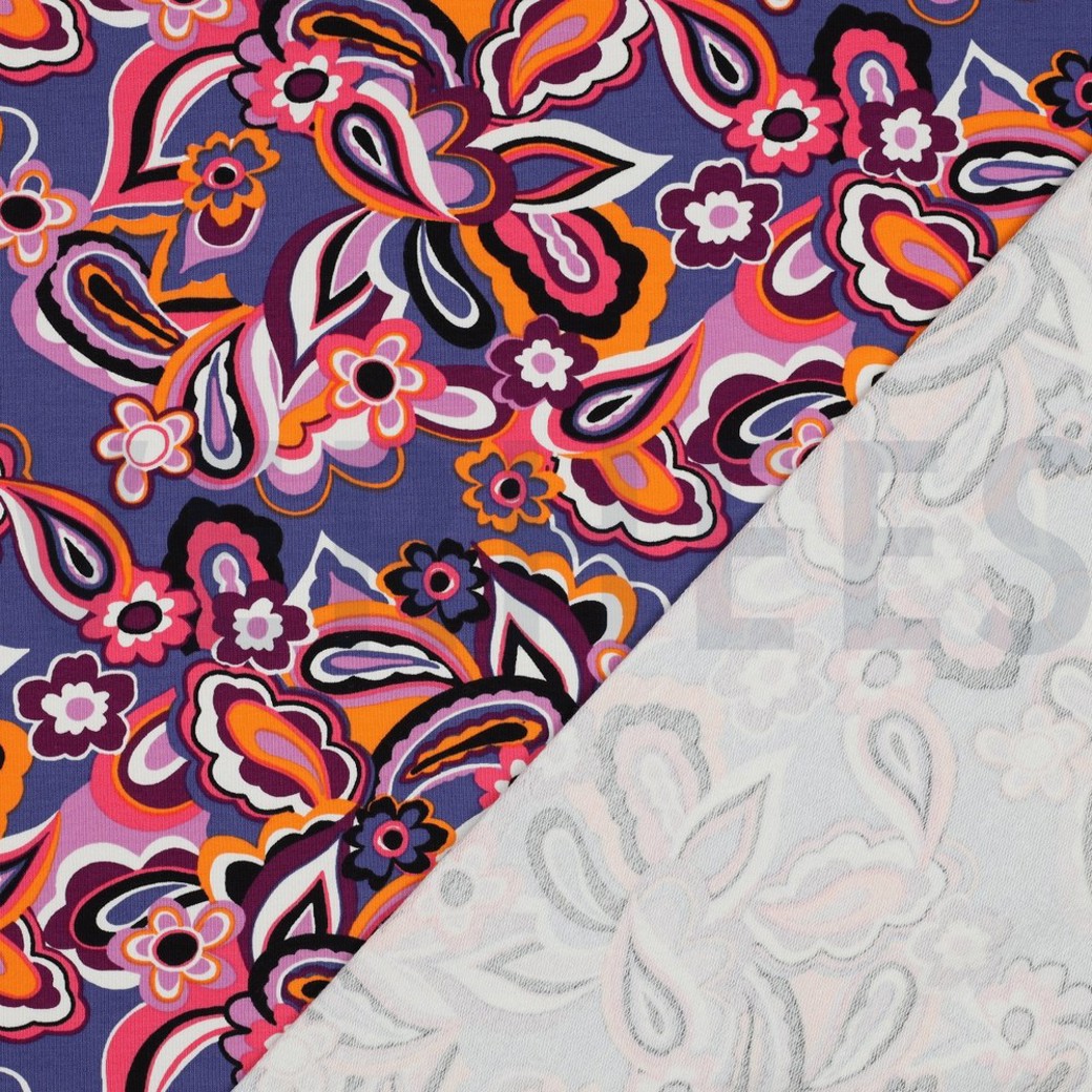 FRENCH TERRY FLOWERS NAVY #4