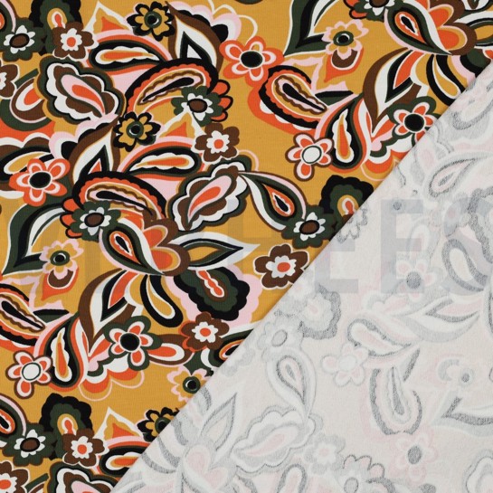 FRENCH TERRY FLOWERS CAMEL #7