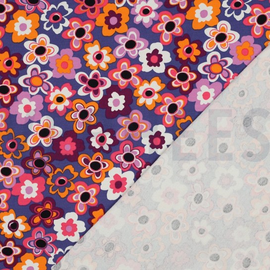 FRENCH TERRY FLOWERS NAVY #7