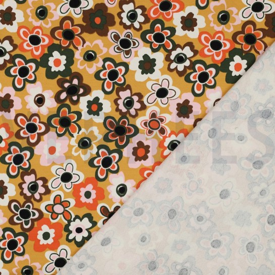 FRENCH TERRY FLOWERS CAMEL #7