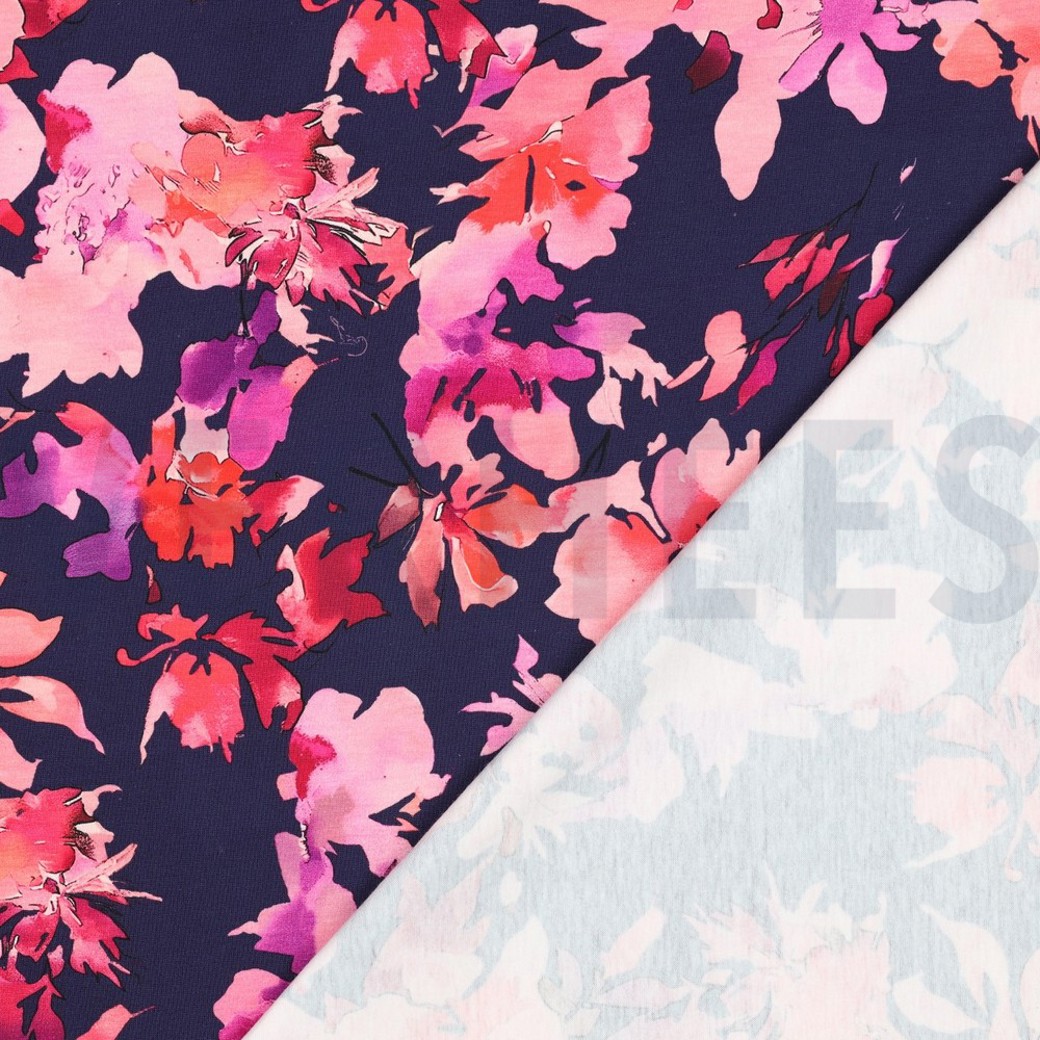 JERSEY DIGITAL FLOWERS NAVY #4