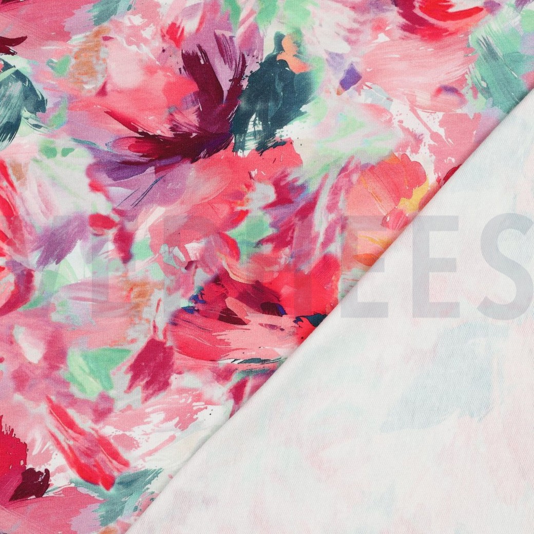 FRENCH TERRY DIGITAL FLOWERS FUCHSIA #4