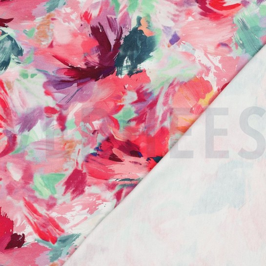 FRENCH TERRY DIGITAL FLOWERS FUCHSIA #7