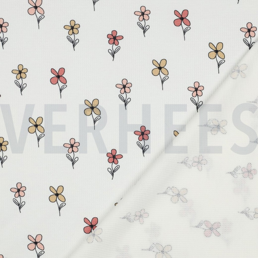 WAFFLE JERSEY FLOWERS BORDEAUX #4