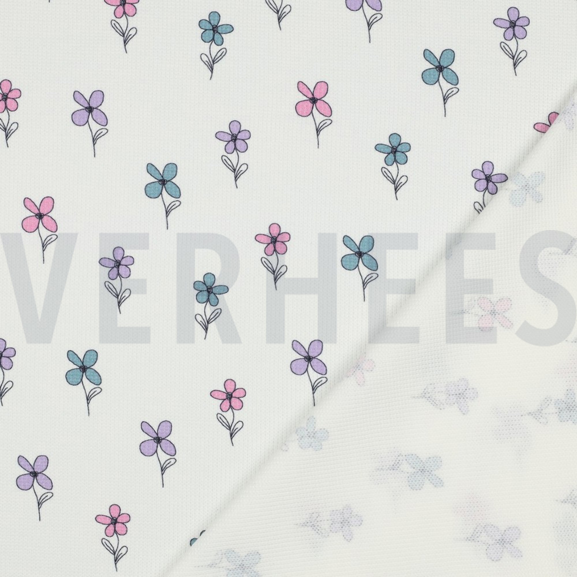 WAFFLE JERSEY FLOWERS PETROL (high resolution) #4