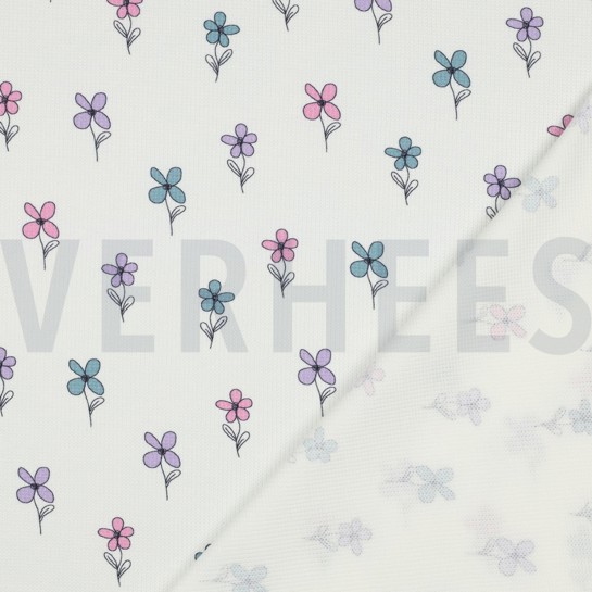 WAFFELJERSEY BLUMEN PETROL #7