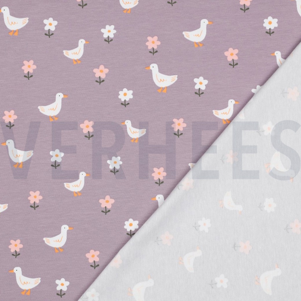 JERSEY GOTS DUCKS AND FLOWERS MAUVE #4