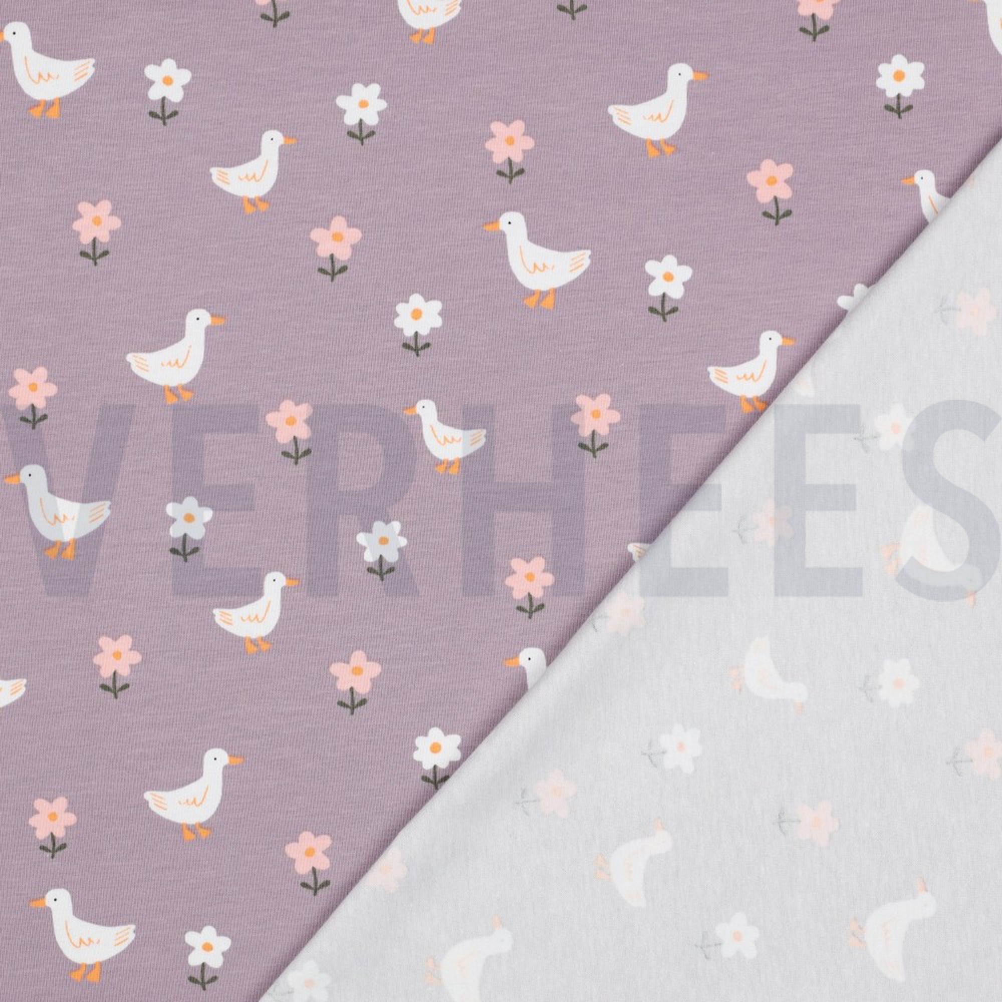 JERSEY GOTS DUCKS AND FLOWERS MAUVE (high resolution) #4