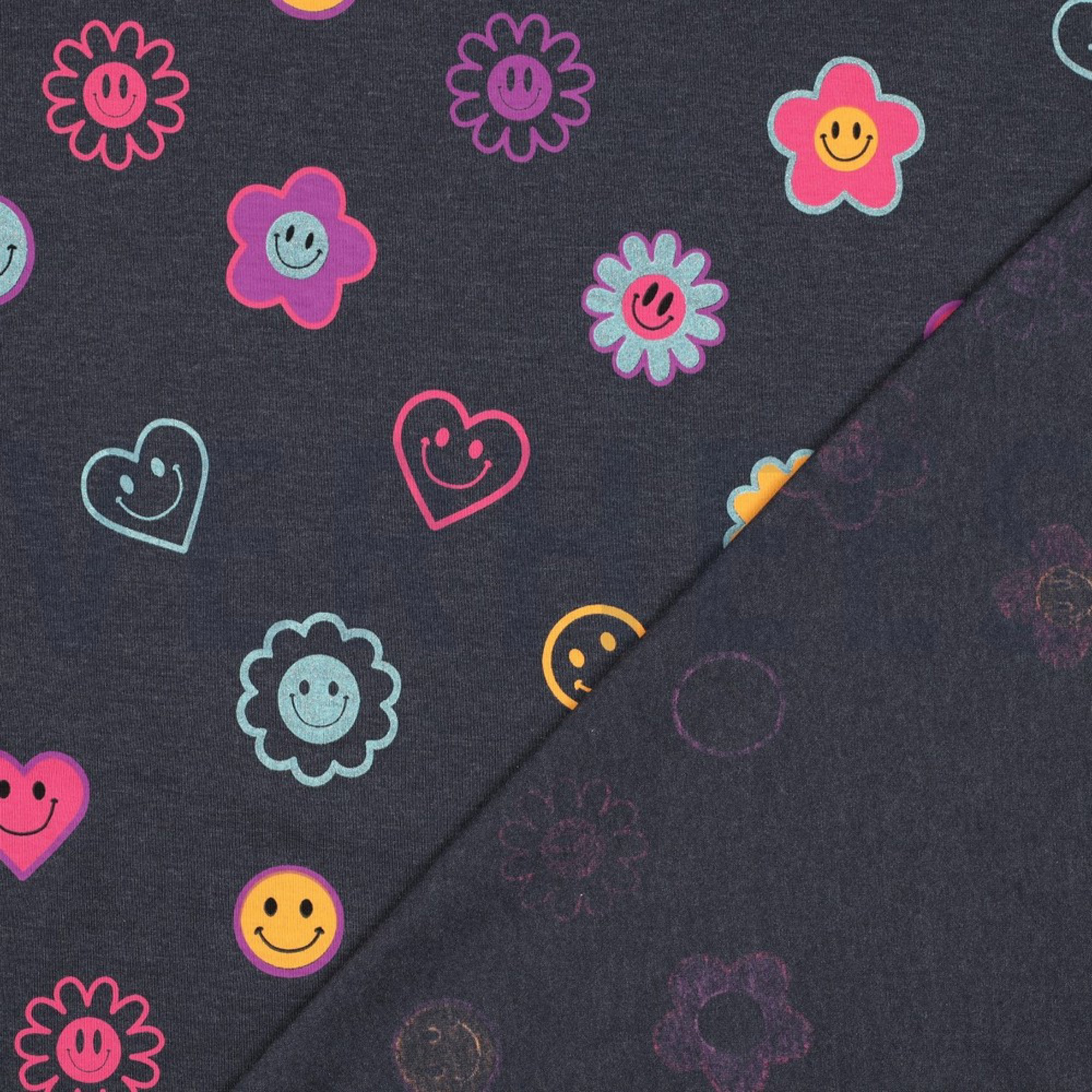 JERSEY MELANGE GLITTER HAPPY FACES INDIGO (high resolution) #4