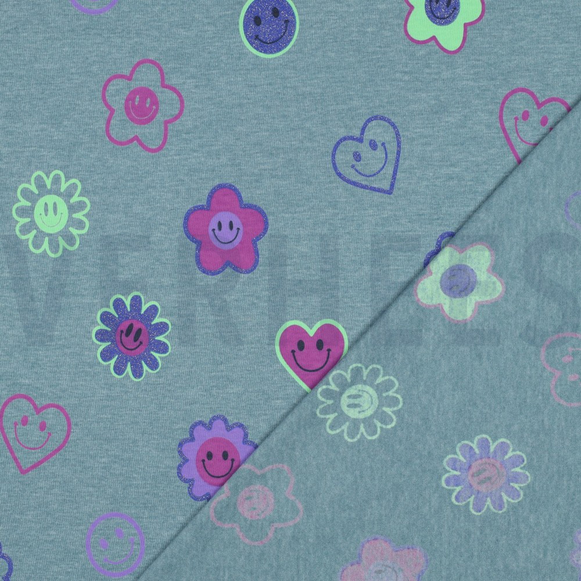 JERSEY MELANGE GLITTER HAPPY FACES SMOKE BLUE (high resolution) #4