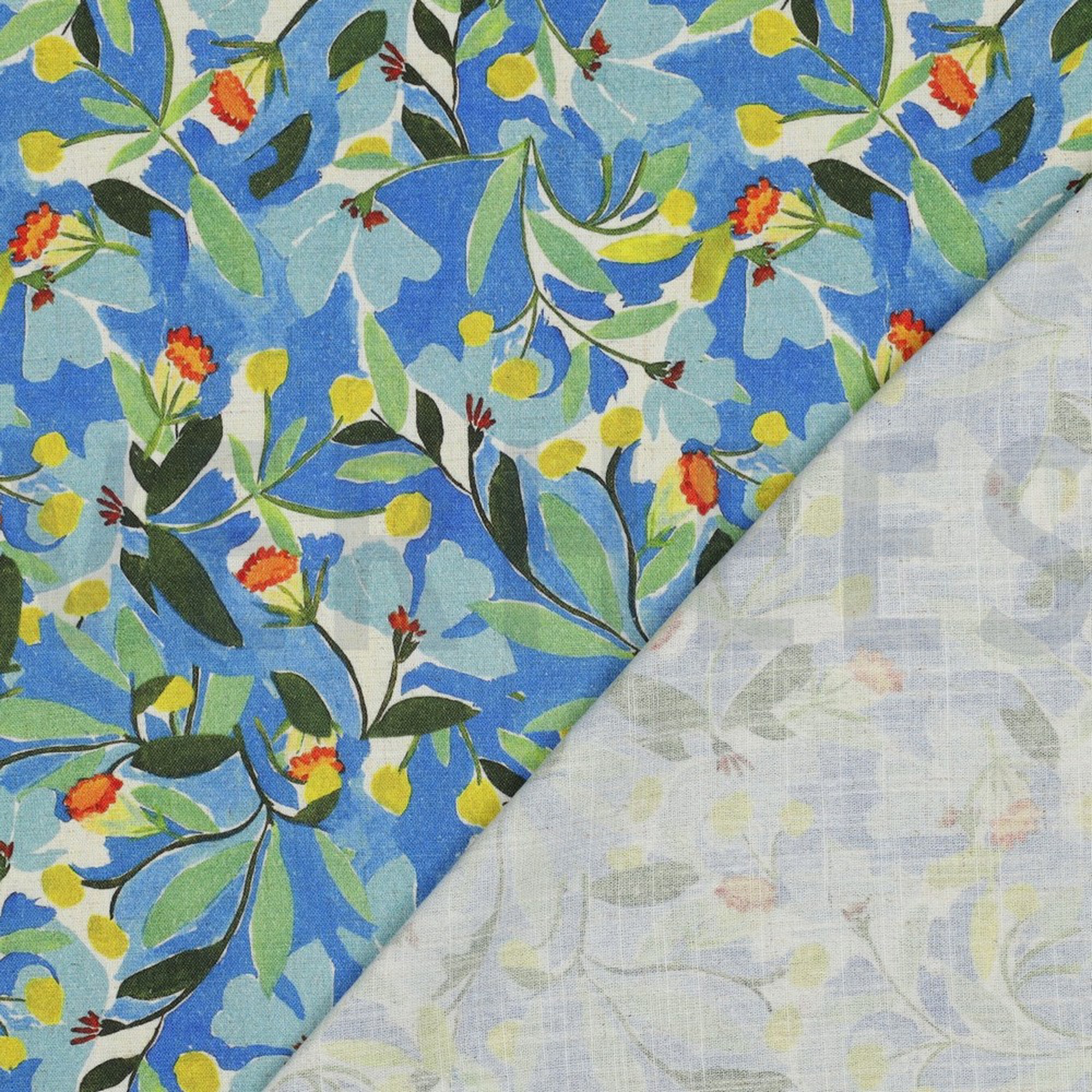LINEN VISCOSE CRÊPE DIGITAL FLOWERS COBALT (high resolution) #4