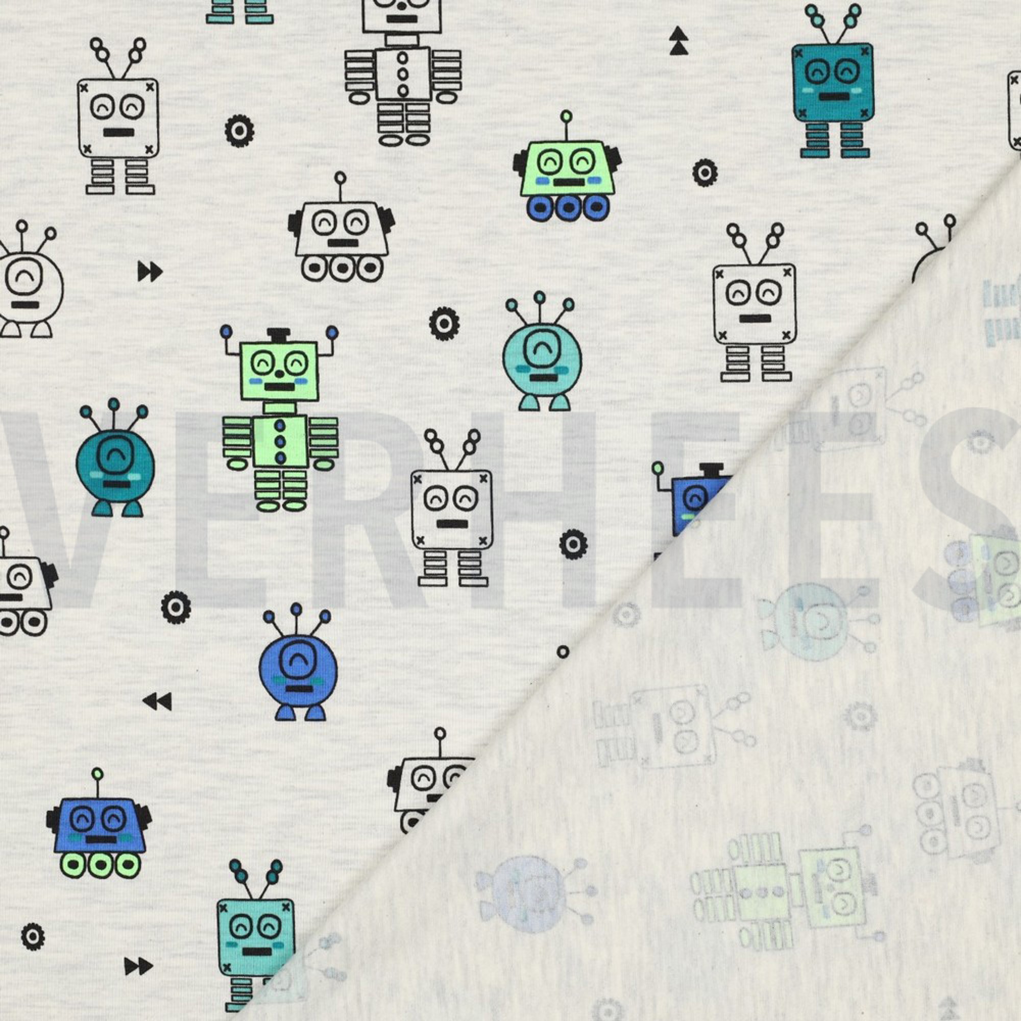 JERSEY MELANGE NEON ROBOTS ECRU (high resolution) #4