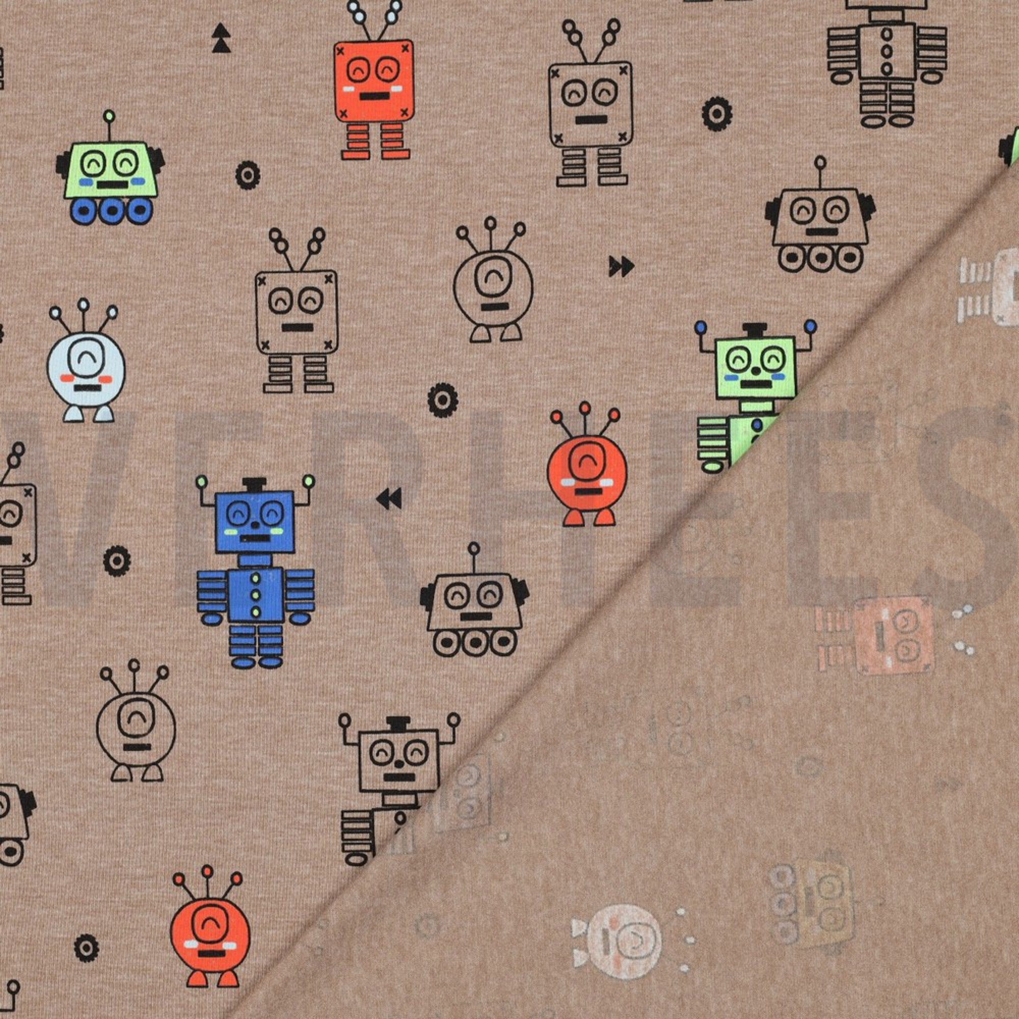 JERSEY MELANGE NEON ROBOTS TAUPE (high resolution) #4
