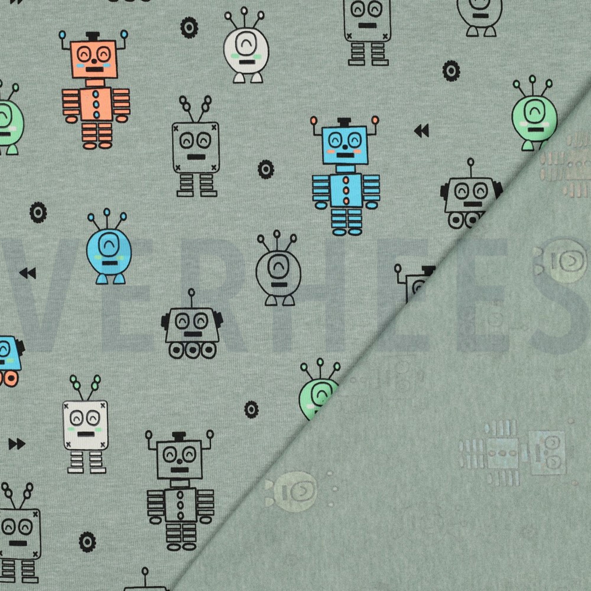 JERSEY MELANGE NEON ROBOTS DARK MINT (high resolution) #4