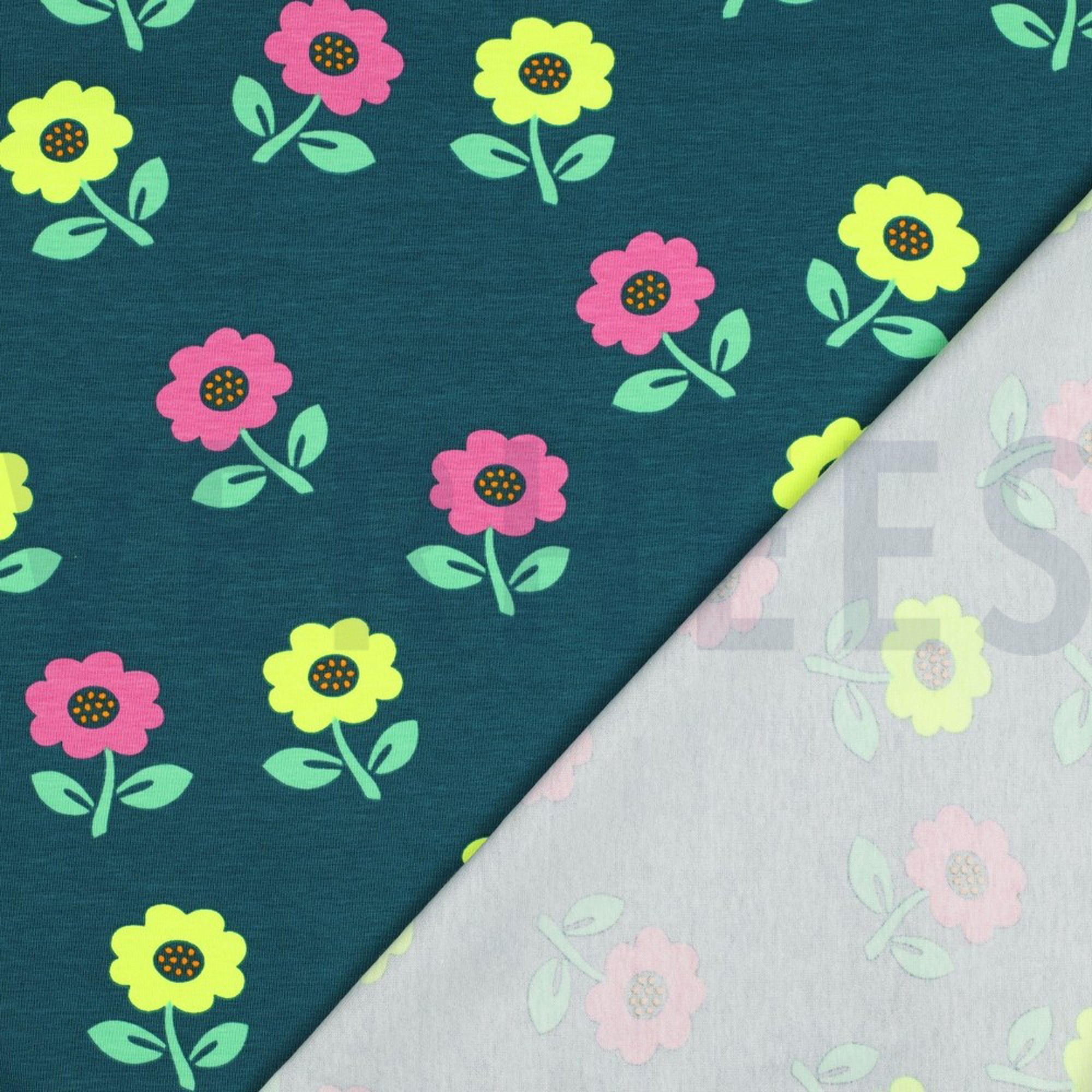 JERSEY NEON FLOWERS DARK GREEN (high resolution) #4