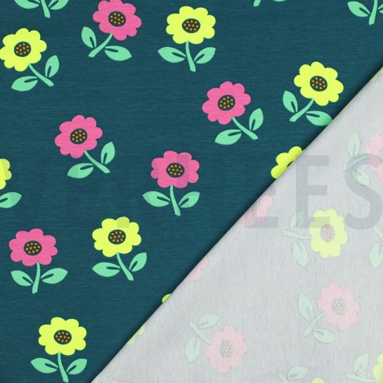JERSEY NEON FLOWERS DARK GREEN #7