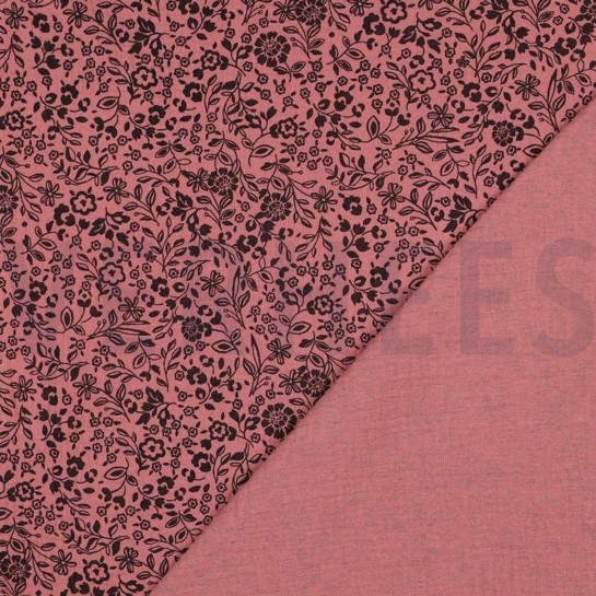 DOUBLE GAZE DE COTON FLEURS BORDEAUX #7