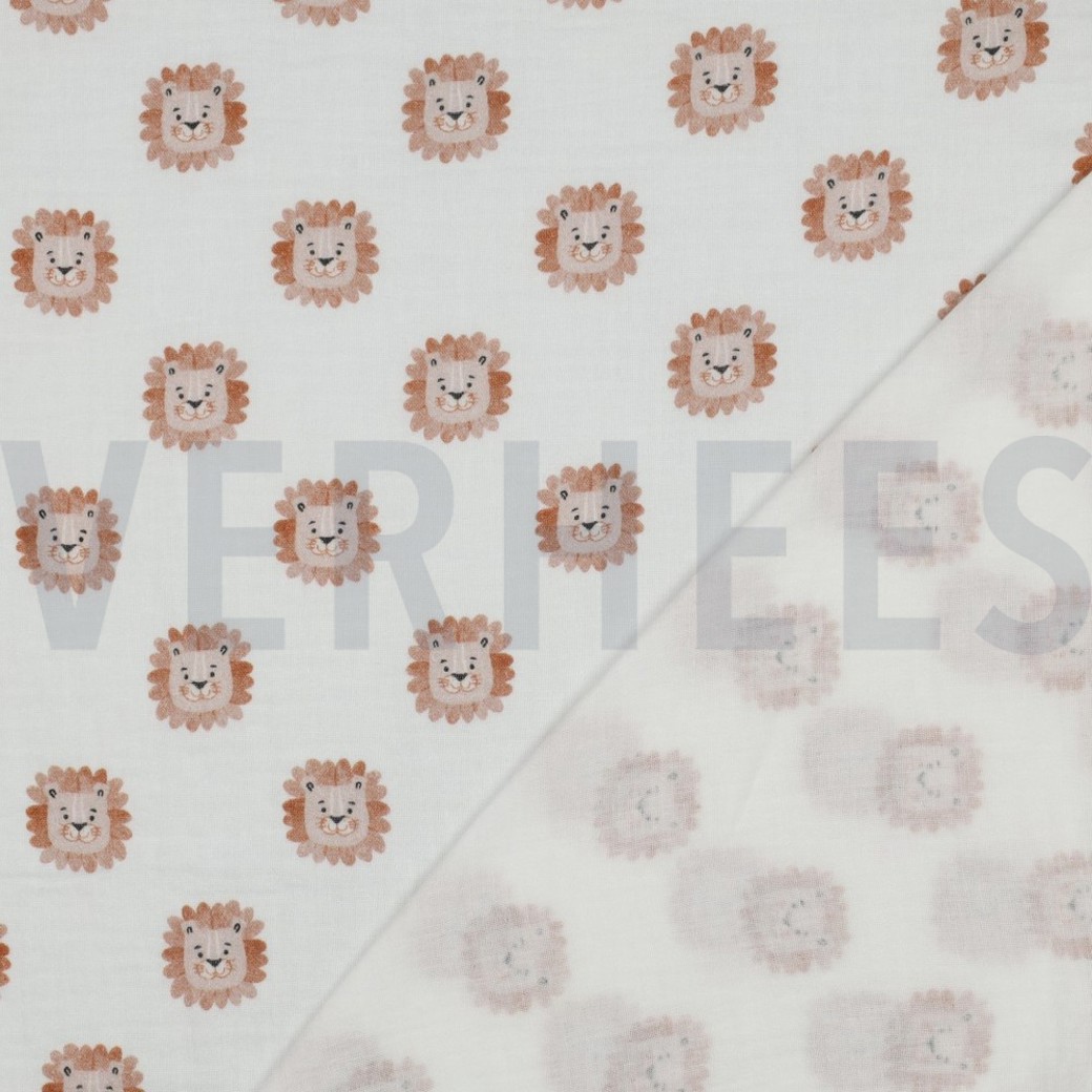 DOUBLE GAUZE DIGITAL LIONS WHITE #4