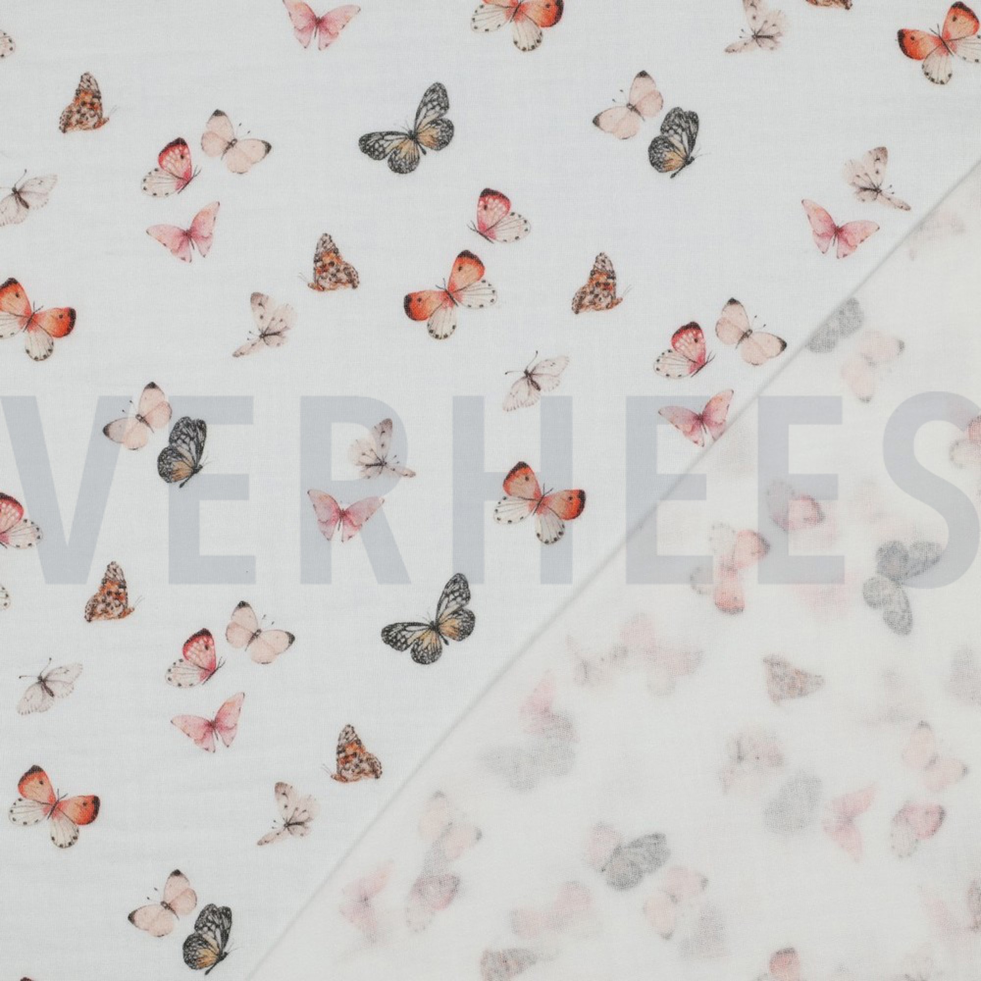 DOUBLE GAUZE DIGITAL BUTTERFLIES WHITE (high resolution) #4