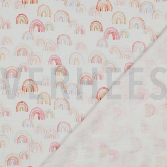 MUSSELIN DIGITAL REGENBÖGEN WEISS #7