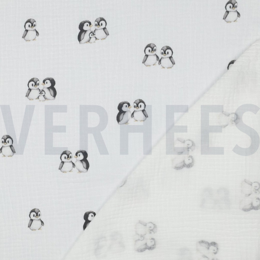 DOUBLE GAUZE GOTS DIGITAL ANIMALS WHITE #4