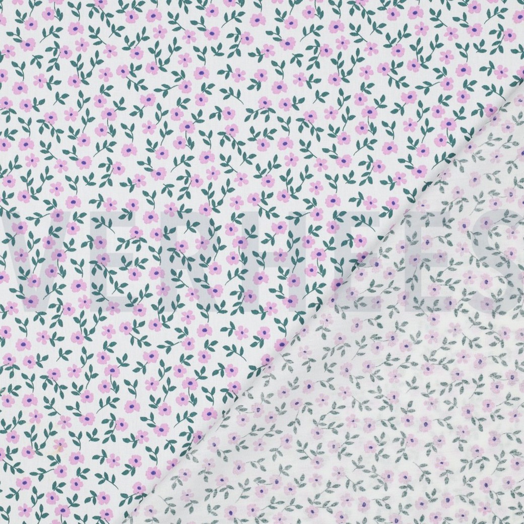 POPLIN GOTS FLOWERS WHITE #4