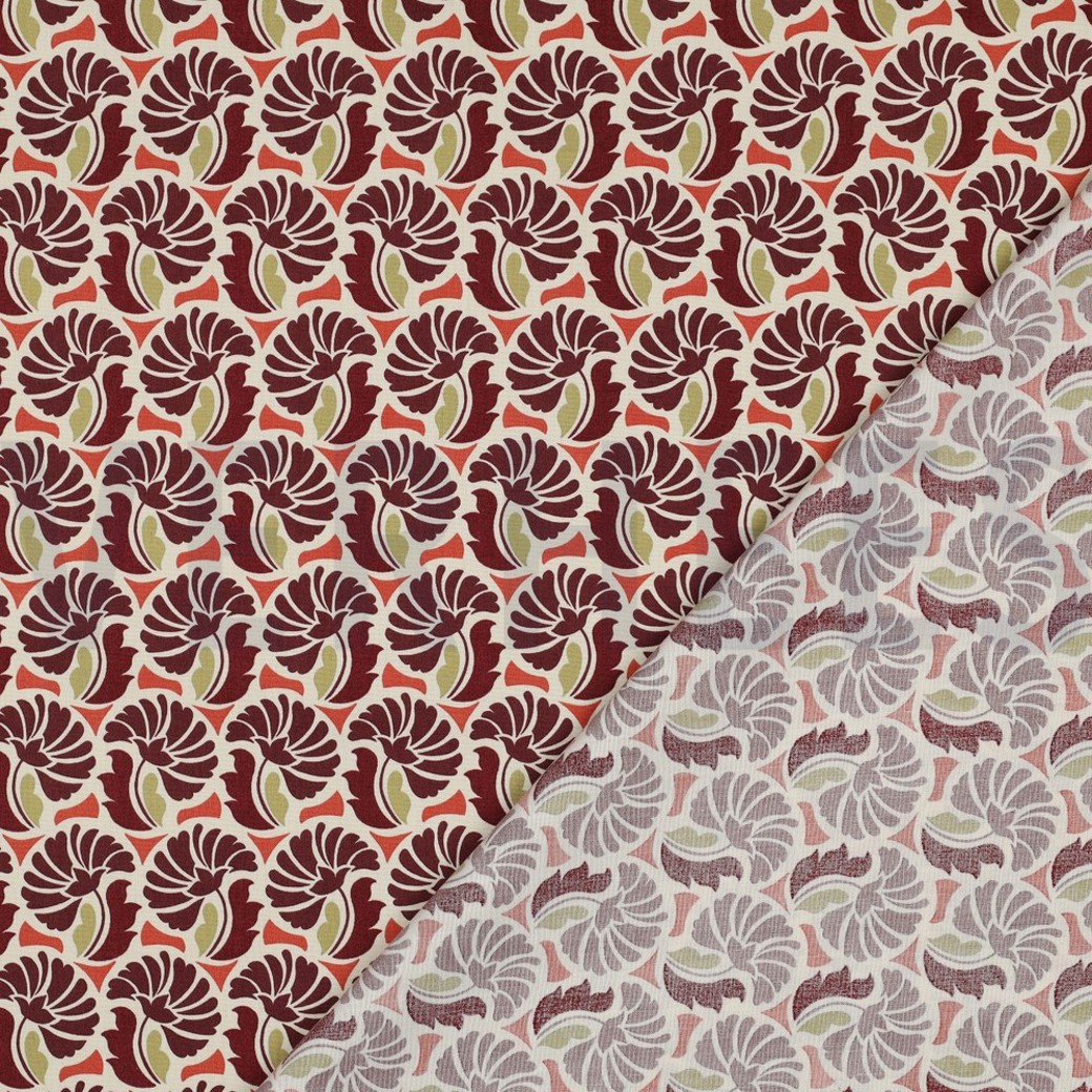 FINE POPLIN FLOWERS BORDEAUX #4